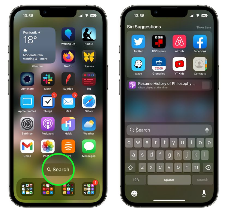 库车苹果手机维修分享升级到 iOS 16 后，如何删除主屏幕上的搜索按钮 