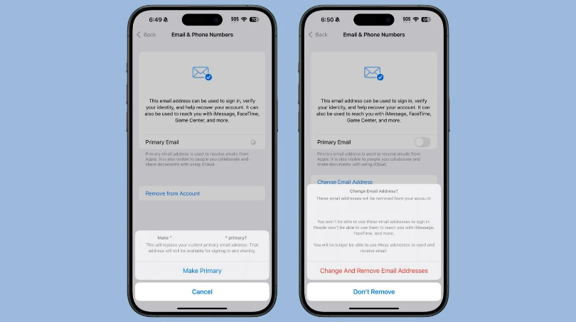 库车苹果手机维修分享苹果 iOS 18.1 支持设置“主要”邮箱地址并更改 iCloud 邮箱 